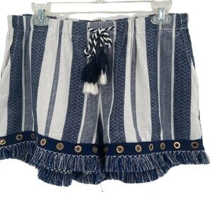 Re-Wash Linen fringe shorts
